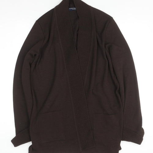 Marina Rinaldi Men Brown Wool Acrylic Knit Open Cardigan M