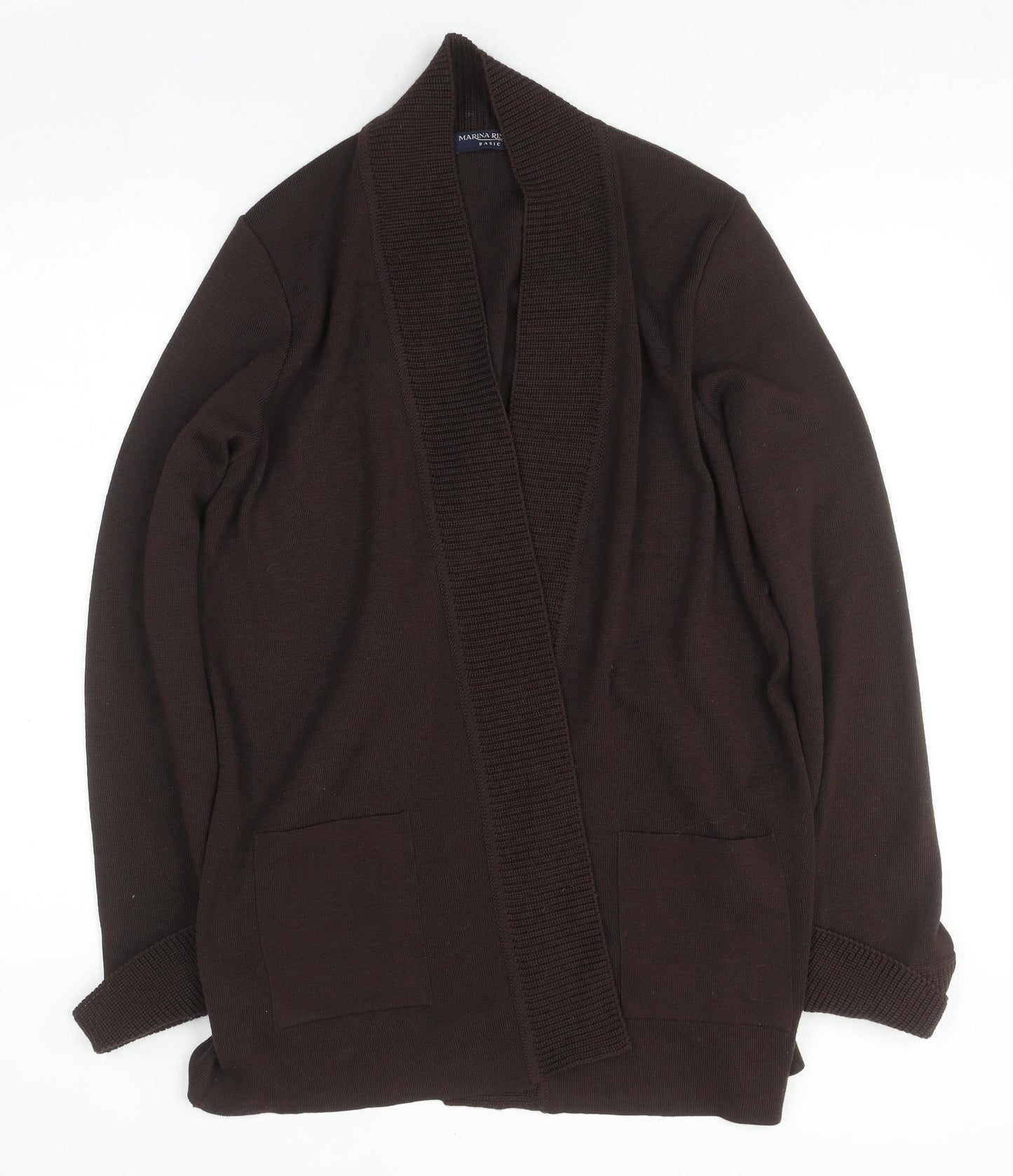 Marina Rinaldi Men Brown Wool Acrylic Knit Open Cardigan M