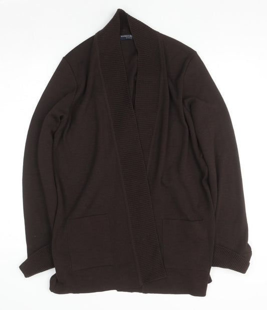 Marina Rinaldi Men Brown Wool Acrylic Knit Open Cardigan M