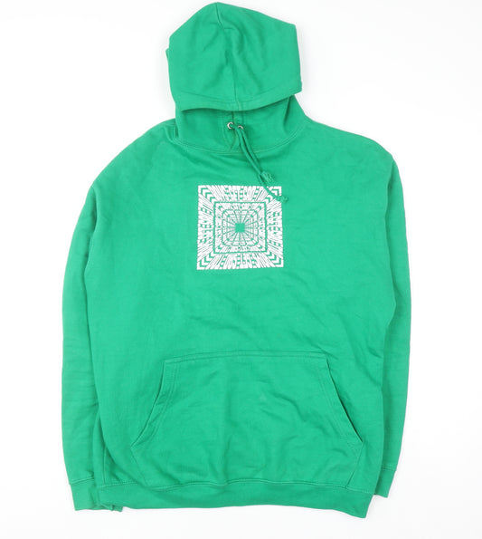 Boys Get Sad Too Mens Green Pullover Hoodie Size L Graphic Print