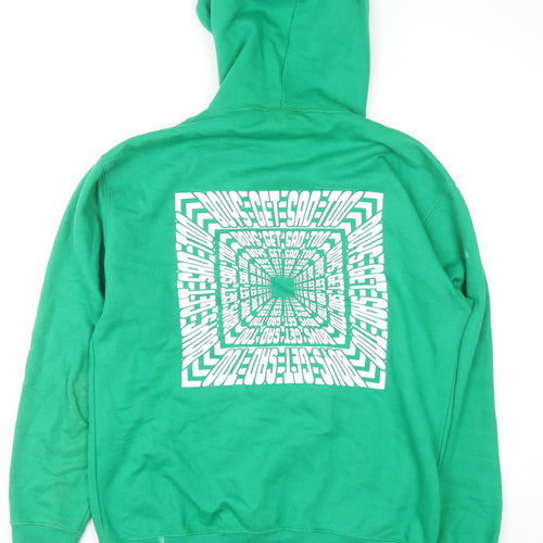 Boys Get Sad Too Mens Green Pullover Hoodie Size L Graphic Print