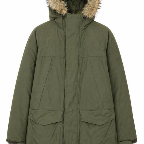 Timberland Men's Green Parka Coat Size S Hooded Faux Fur Trim
