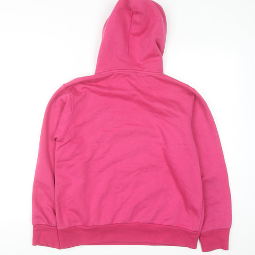 Adidas Womens Pink Hooded Pullover Hoodie Medium Logo Graphic