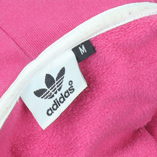 Adidas Womens Pink Hooded Pullover Hoodie Medium Logo Graphic