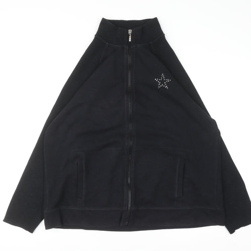 Evans Women's Black Size 20 Track Jacket Full Zip Cotton Blend