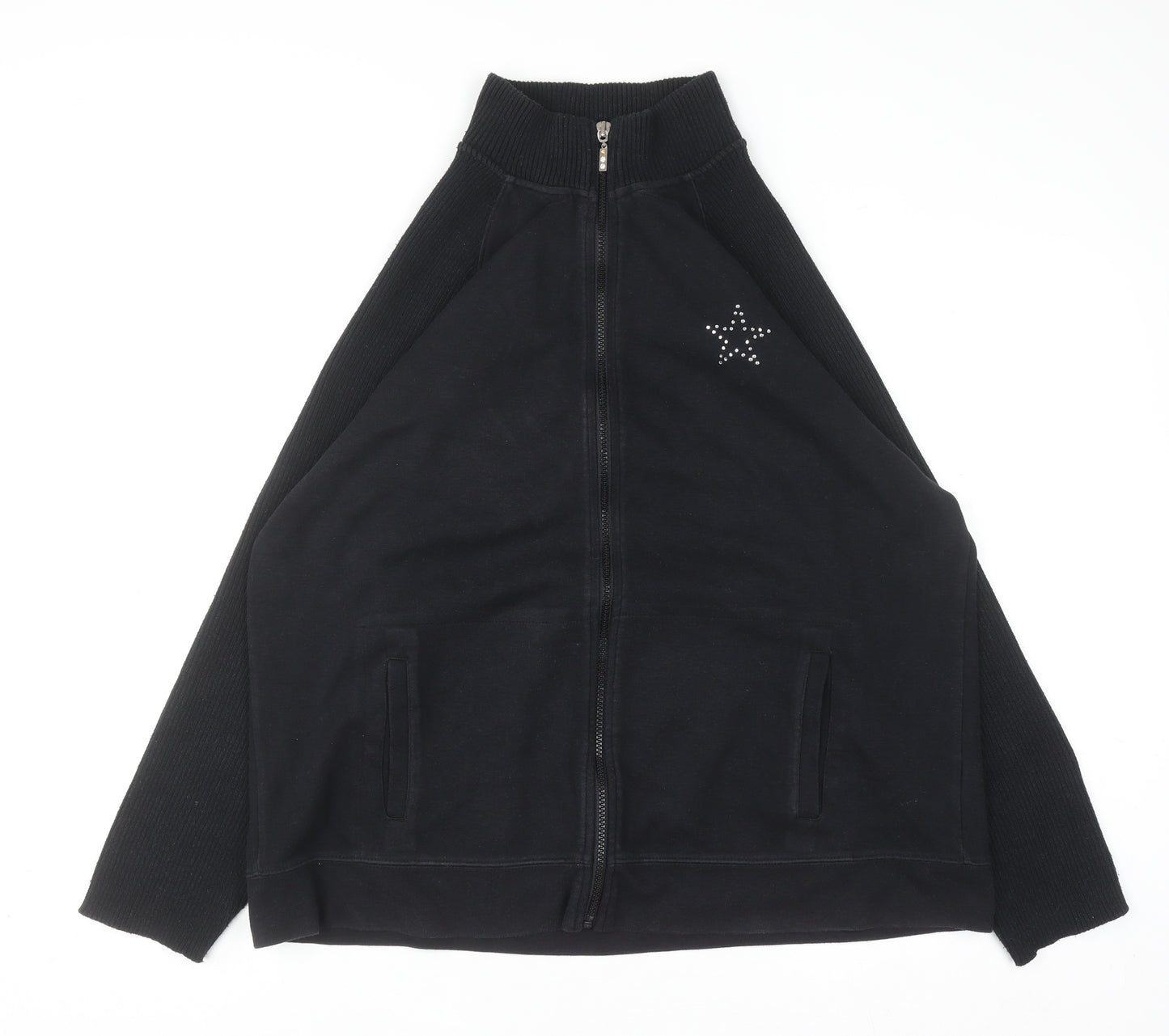 Evans Women's Black Size 20 Track Jacket Full Zip Cotton Blend