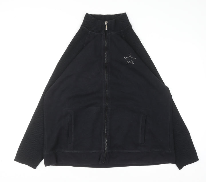 Evans Women's Black Size 20 Track Jacket Full Zip Cotton Blend