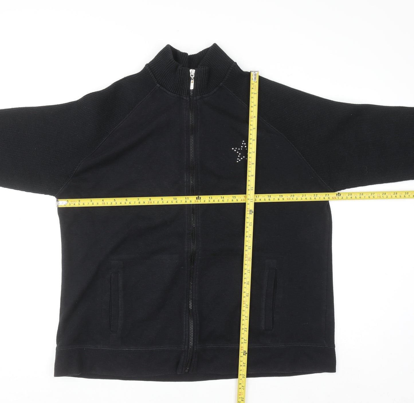 Evans Women's Black Size 20 Track Jacket Full Zip Cotton Blend