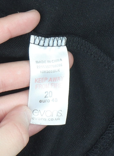 Evans Women's Black Size 20 Track Jacket Full Zip Cotton Blend