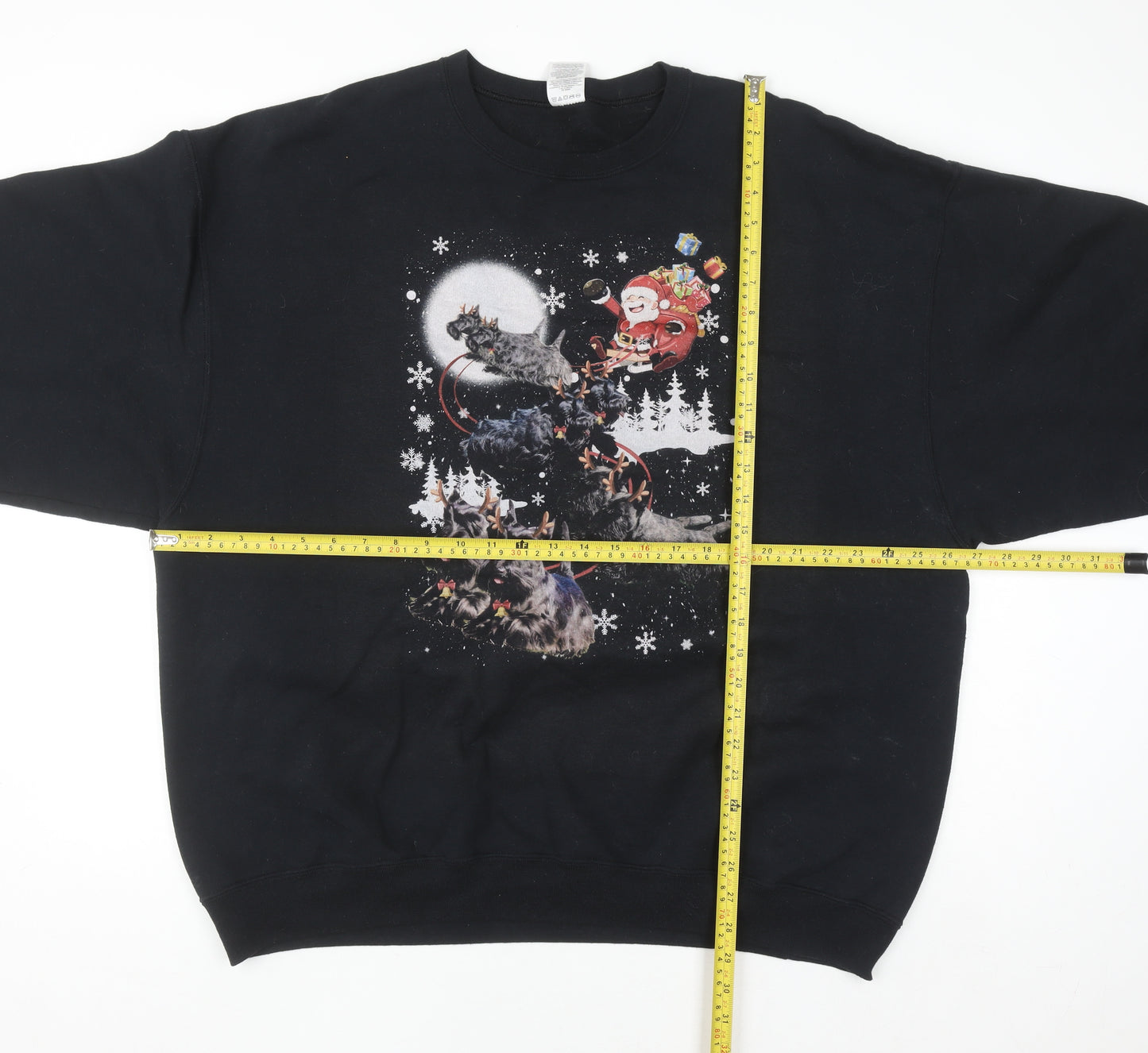 Jerzees Mens Black 2XL Christmas Dog Graphic Pullover Sweatshirt