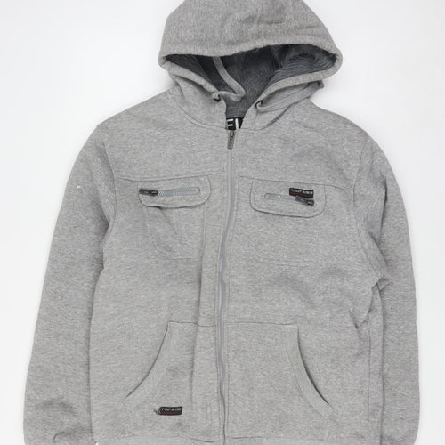 Fly Guy Men's Grey L Full Zip Hooded Windbreaker Jacket