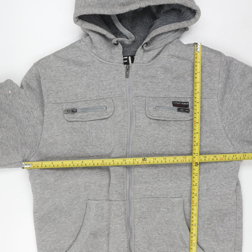 Fly Guy Men's Grey L Full Zip Hooded Windbreaker Jacket