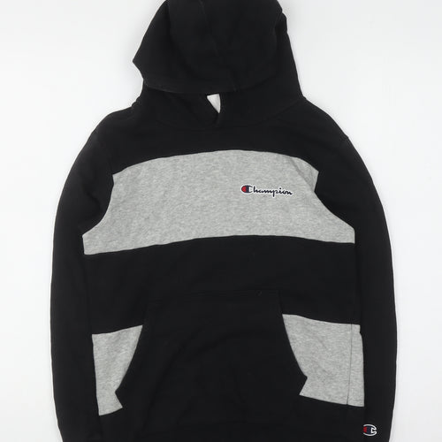 Champion Boys Black and Grey Pullover Hoodie Size 11-12 Years Lined Casual
