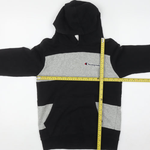 Champion Boys Black and Grey Pullover Hoodie Size 11-12 Years Lined Casual