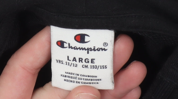 Champion Boys Black and Grey Pullover Hoodie Size 11-12 Years Lined Casual