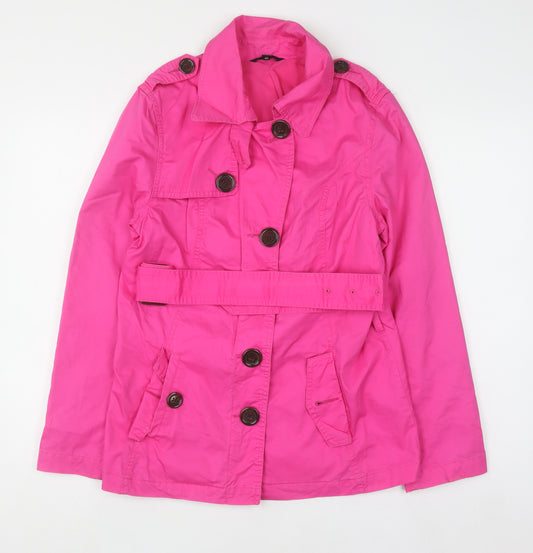 Marks and Spencer Women's Pink Cotton Belted Trench Coat Size 12