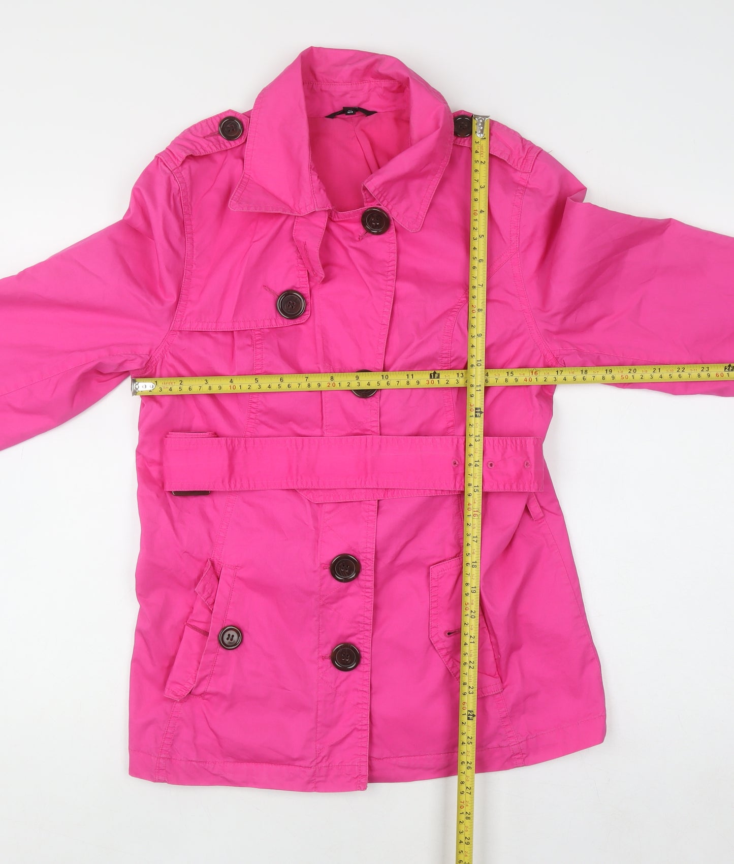 Marks and Spencer Women's Pink Cotton Belted Trench Coat Size 12