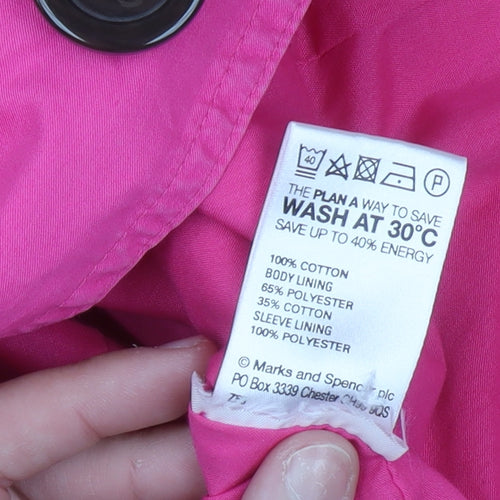 Marks and Spencer Women's Pink Cotton Belted Trench Coat Size 12