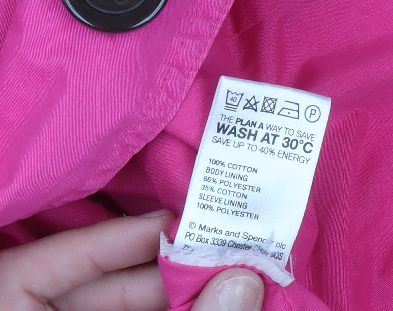 Marks and Spencer Women's Pink Cotton Belted Trench Coat Size 12