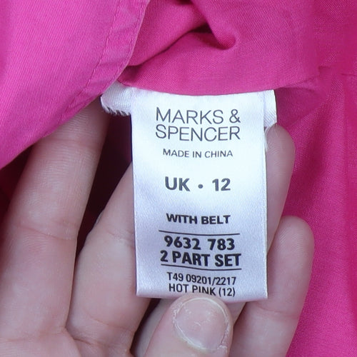 Marks and Spencer Women's Pink Cotton Belted Trench Coat Size 12