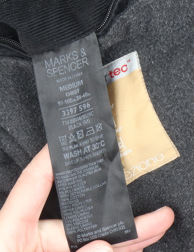 Marks and Spencer Men's Black Waterproof Parka Coat M