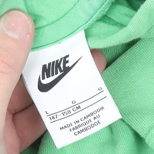 Nike Boys Green Pullover Hoodie Size L 147-158cm Cotton Blend