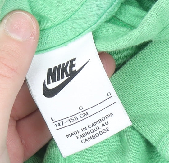 Nike Boys Green Pullover Hoodie Size L 147-158cm Cotton Blend