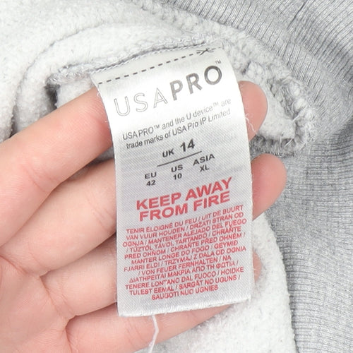 USA Pro Women's Grey Pullover Hoodie UK 14 Cotton Blend Sportswear