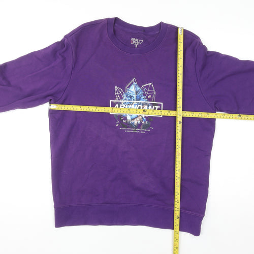 Baleno Women Purple Graphic Print Pullover Sweatshirt L Cotton Blend