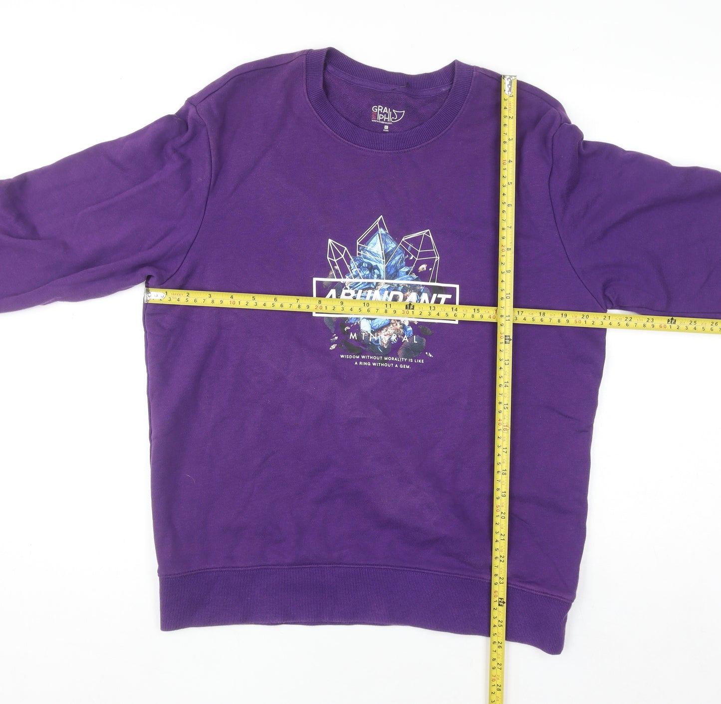 Baleno Women Purple Graphic Print Pullover Sweatshirt L Cotton Blend