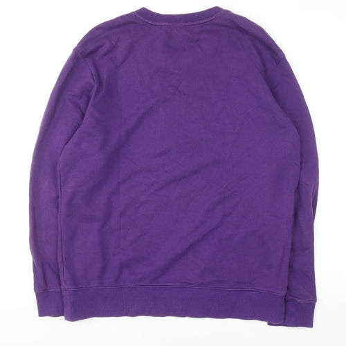Baleno Women Purple Graphic Print Pullover Sweatshirt L Cotton Blend