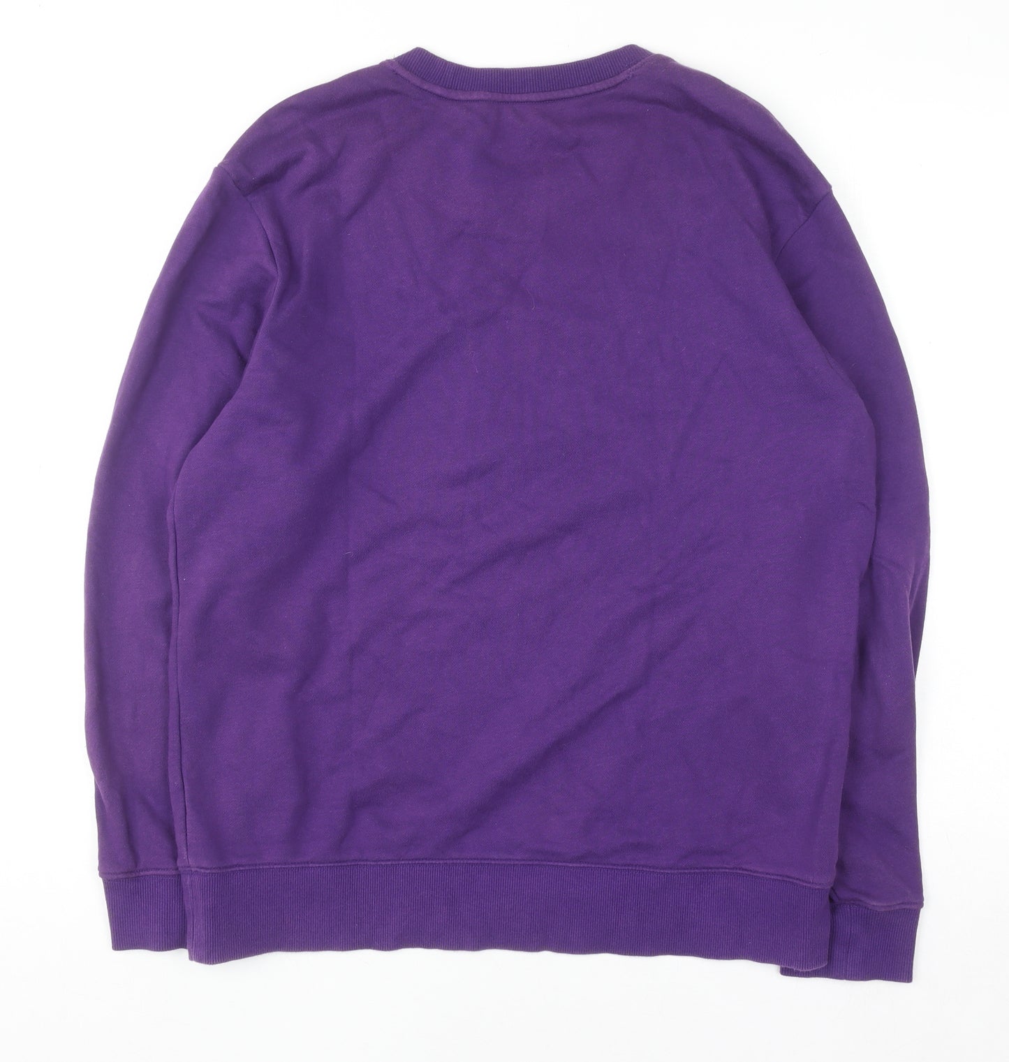 Baleno Women Purple Graphic Print Pullover Sweatshirt L Cotton Blend