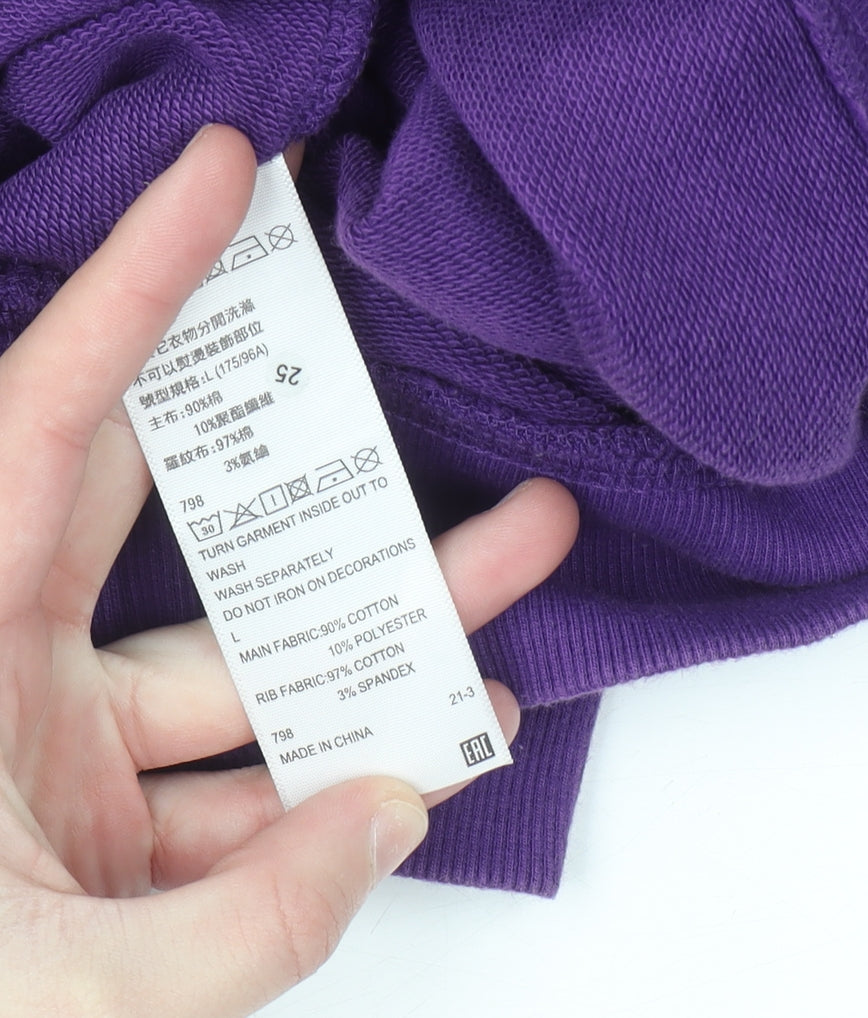 Baleno Women Purple Graphic Print Pullover Sweatshirt L Cotton Blend