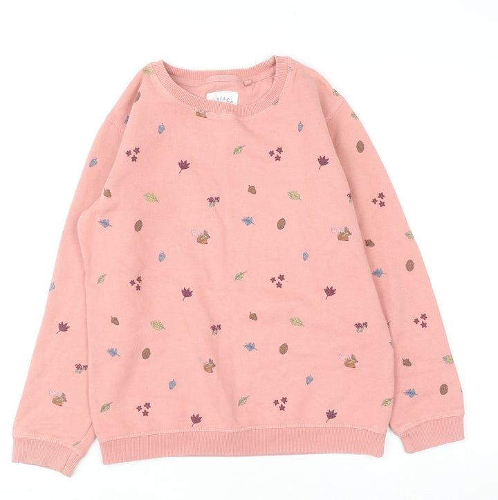 FatFace Girls Pink Embroidered Squirrel Sweatshirt 11-12 Years Pullover
