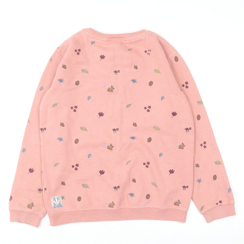 FatFace Girls Pink Embroidered Squirrel Sweatshirt 11-12 Years Pullover