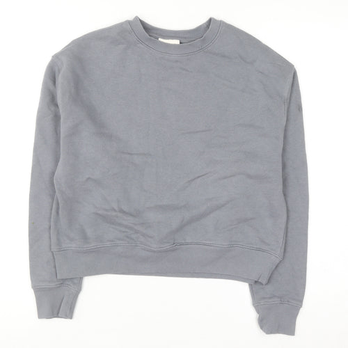 Pull & Bear Women Grey XS Pullover Sweatshirt Cotton Blend Casual