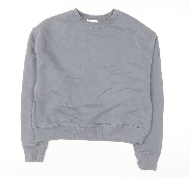 Pull & Bear Women Grey XS Pullover Sweatshirt Cotton Blend Casual