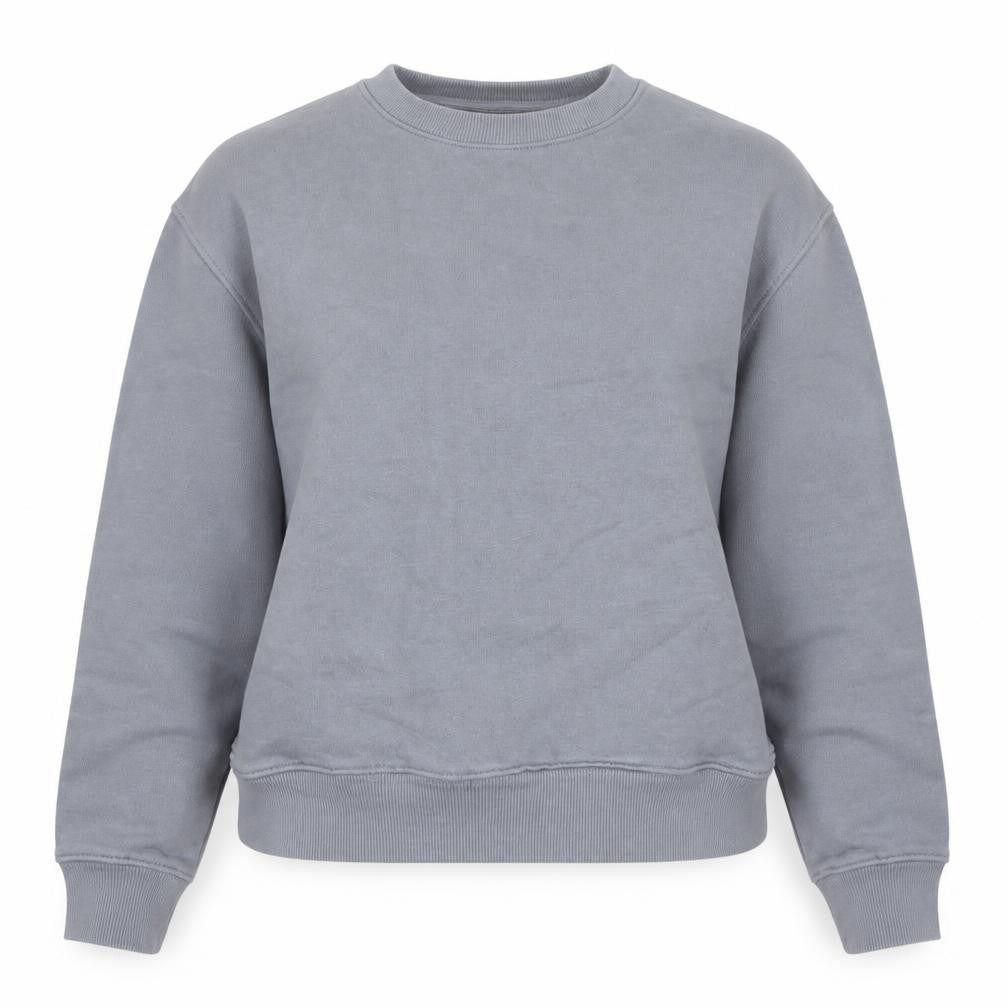 Front view of Pull&Bear Women Grey XS Pullover Sweatshirt Cotton Blend Casual