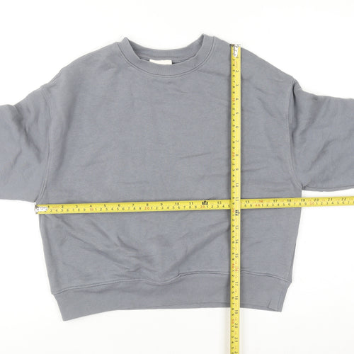 Pull & Bear Women Grey XS Pullover Sweatshirt Cotton Blend Casual