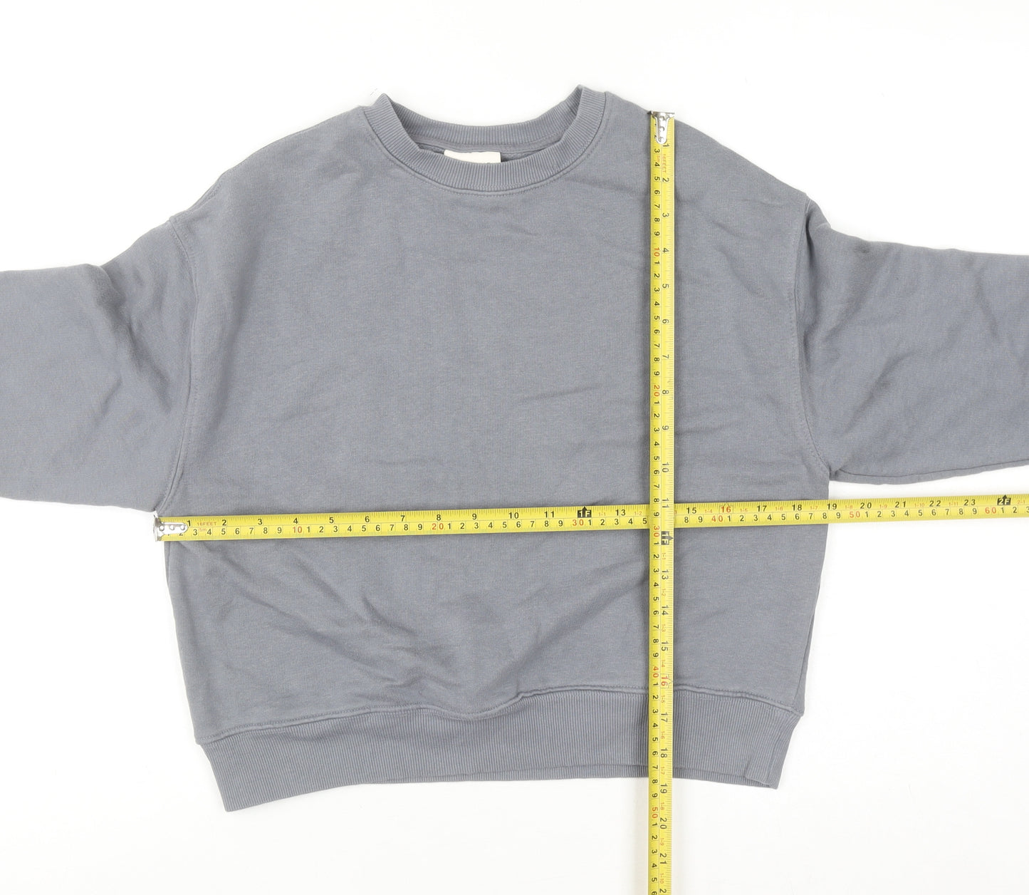 Pull & Bear Women Grey XS Pullover Sweatshirt Cotton Blend Casual