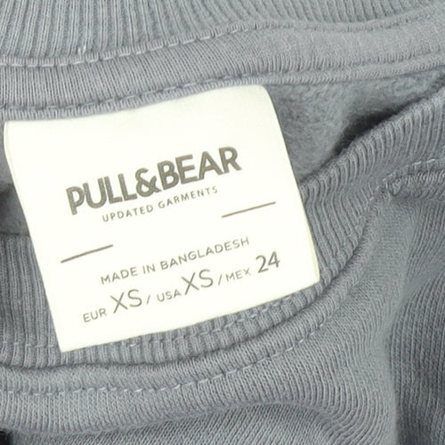 Pull & Bear Women Grey XS Pullover Sweatshirt Cotton Blend Casual