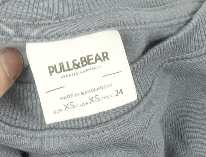 Pull & Bear Women Grey XS Pullover Sweatshirt Cotton Blend Casual