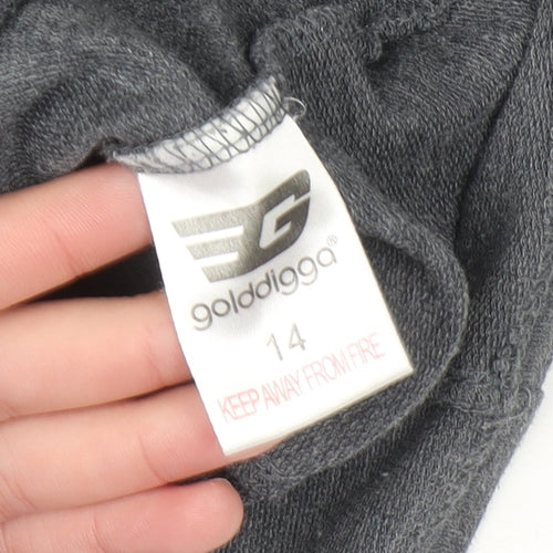 Golddigga Women's Grey Pullover Hoodie Size 14 Cotton Blend