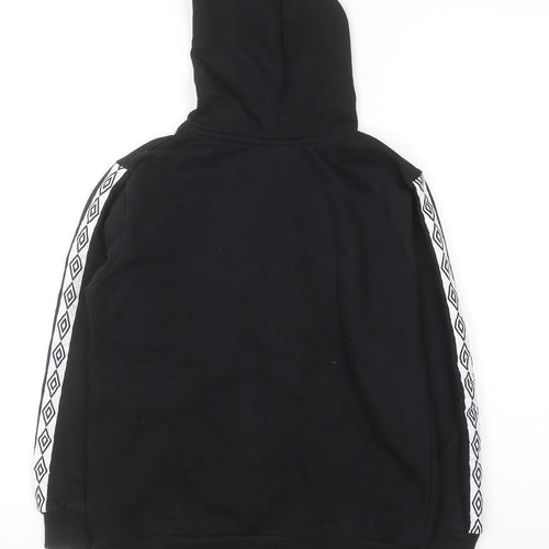 Umbro Boys Black Pullover Hoodie 7-8 Years Cotton Blend Logo Sportswear
