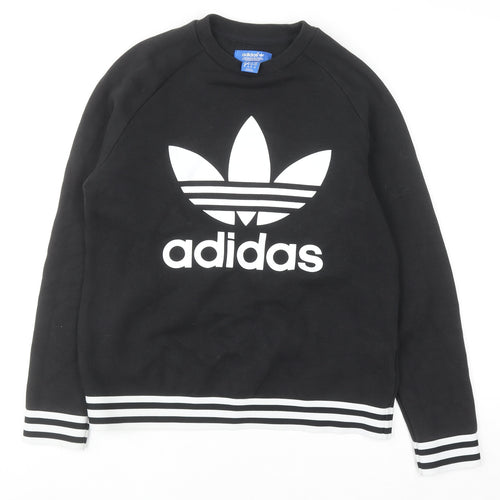 Adidas Women Black Crew Neck Sweatshirt Size 10 Cotton Blend