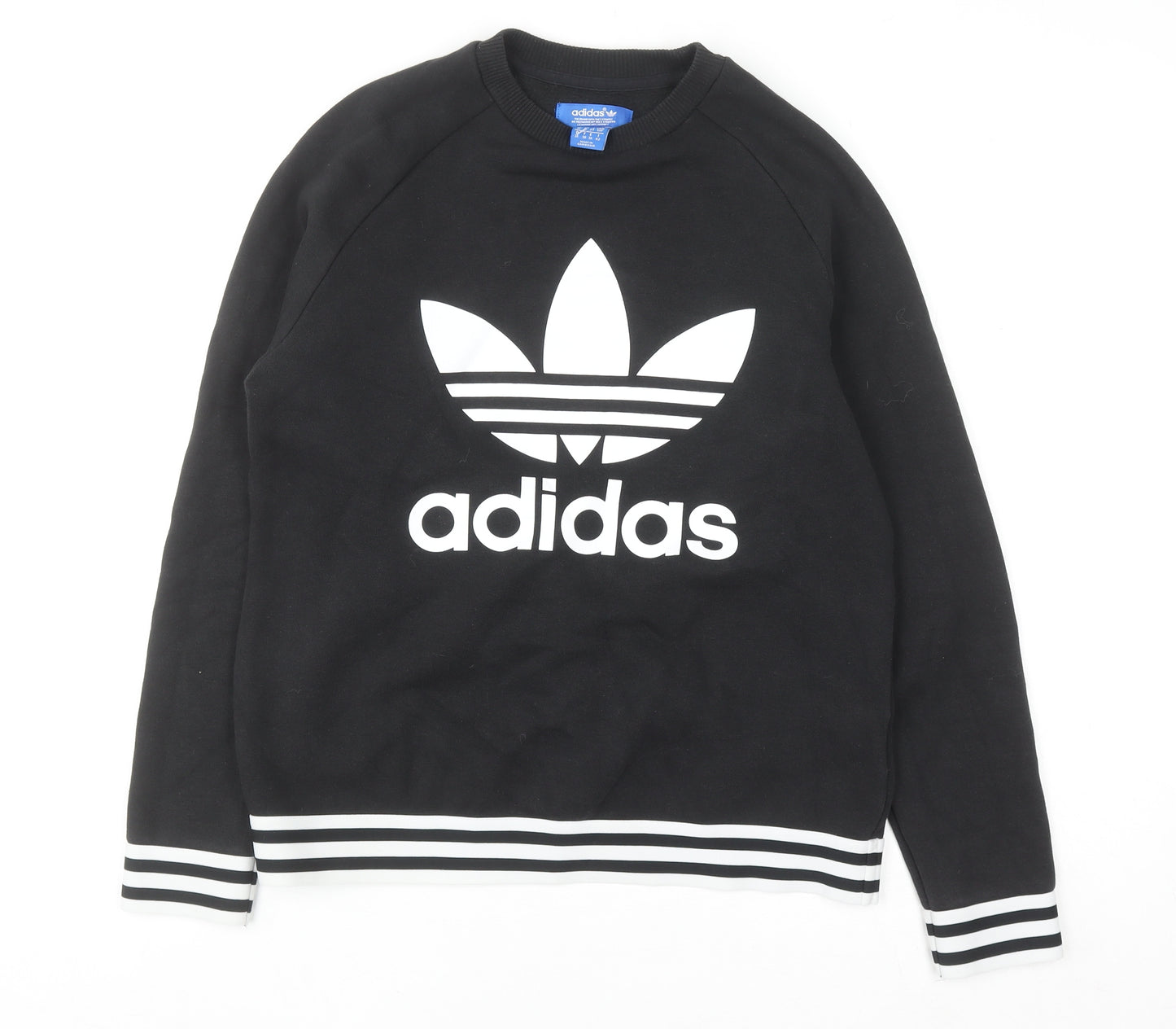 Adidas Women Black Crew Neck Sweatshirt Size 10 Cotton Blend
