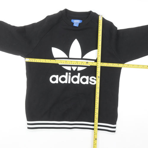 Adidas Women Black Crew Neck Sweatshirt Size 10 Cotton Blend