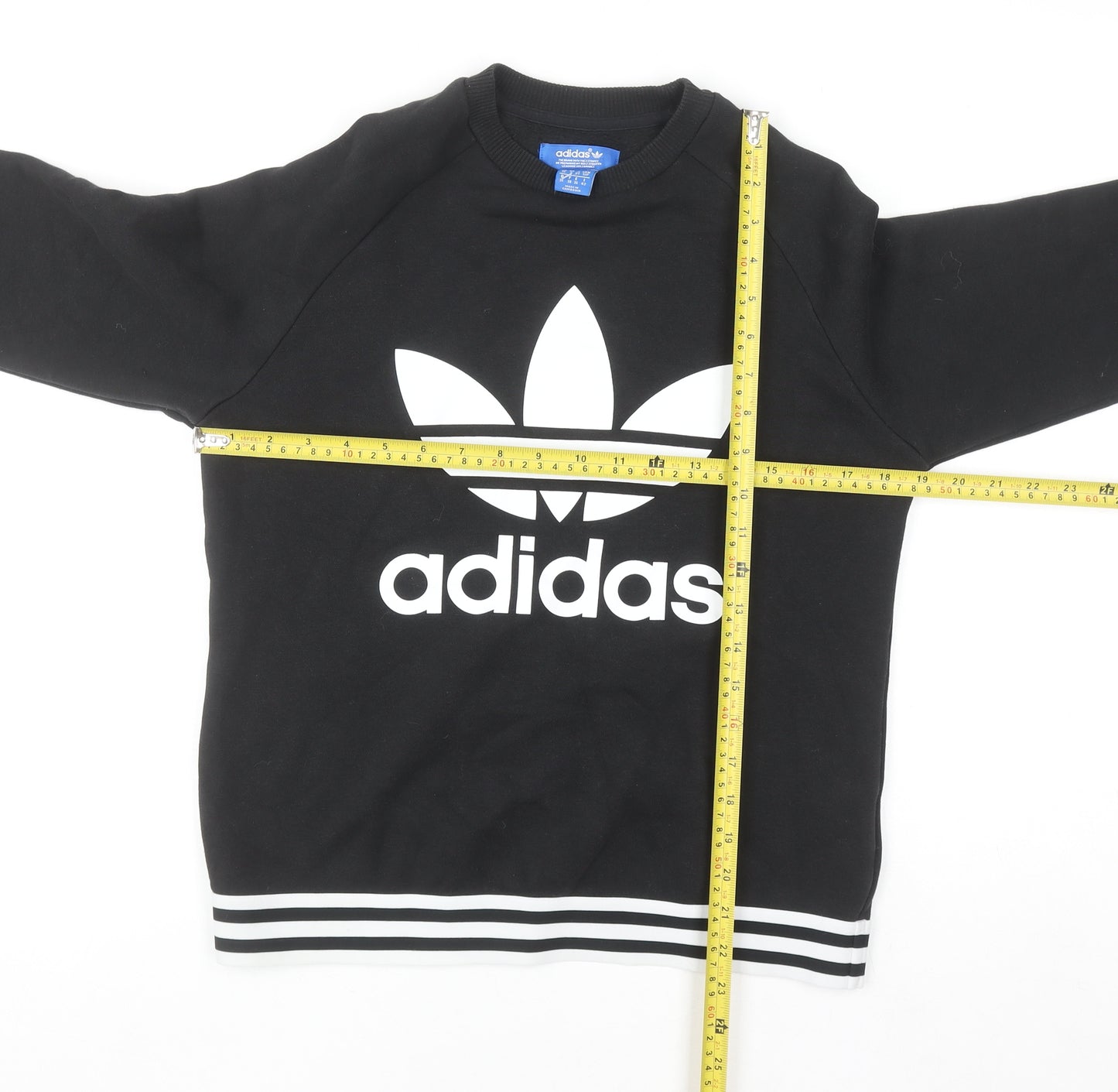 Adidas Women Black Crew Neck Sweatshirt Size 10 Cotton Blend