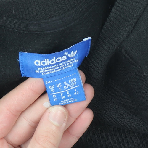 Adidas Women Black Crew Neck Sweatshirt Size 10 Cotton Blend