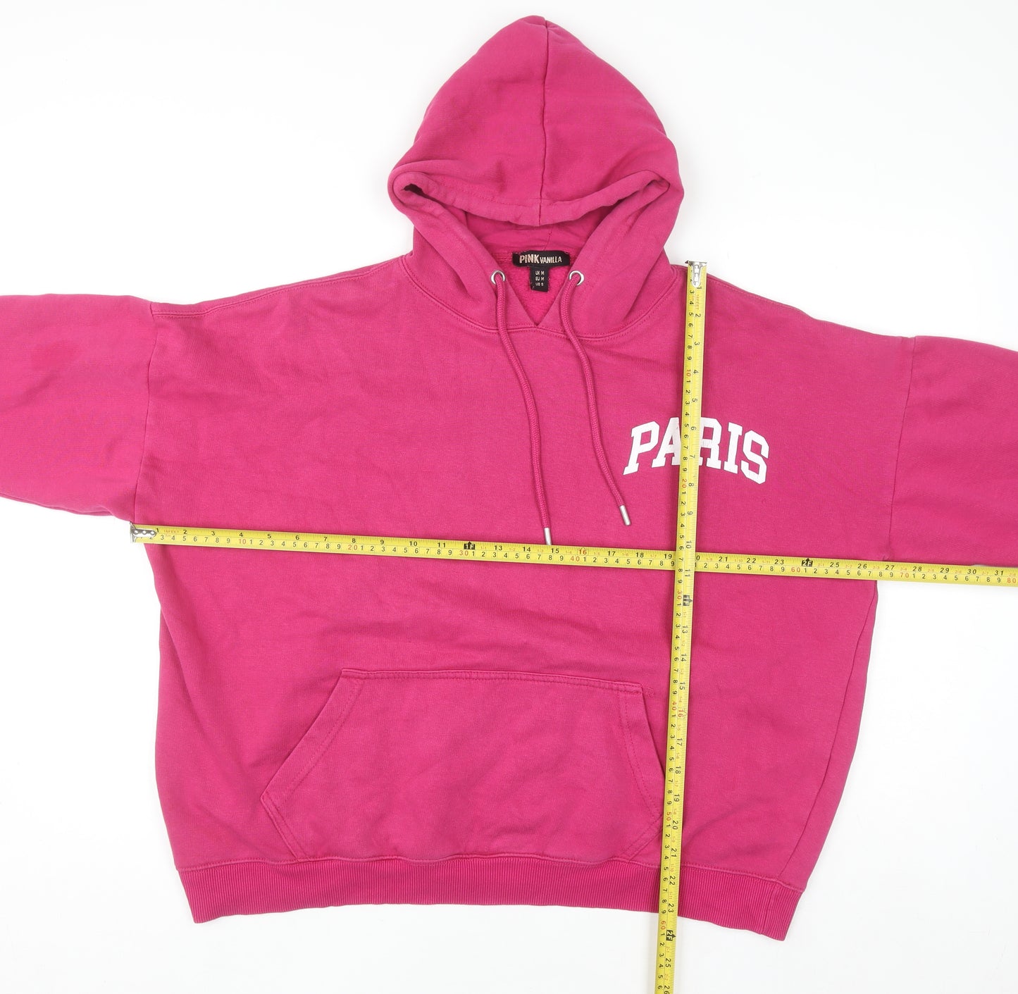 Pink Vanilla Women’s Pink Paris Pullover Hoodie Size M Cotton Blend
